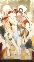 The Way You Meet 3, 2014, oil and graphite on canvas, 120 x 110 cm each