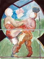 Herangehensweise  4 - Sturm, 2015, distemper and graphite on canvas, 80 x 120 cm each