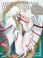 Herangehensweise 5 – Tennismatch, 2015, distemper and graphite on canvas, 80 x 120 cm each